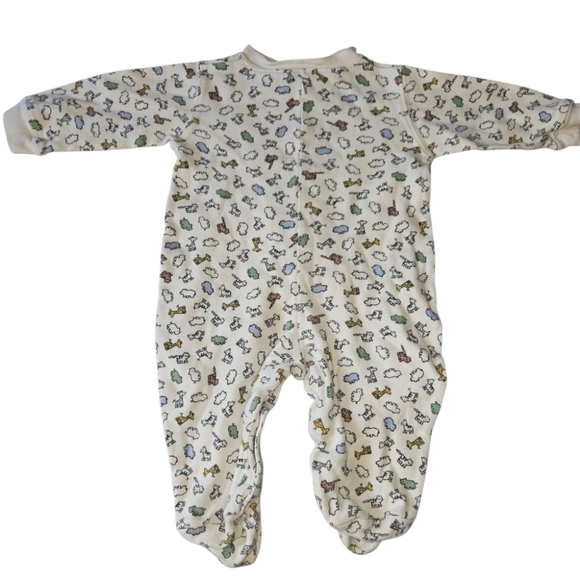 Vintage Miniwear Footed Pjs Jammies All Over Zoo Animals Snaps Baby 6/9M - Picture 3 of 5